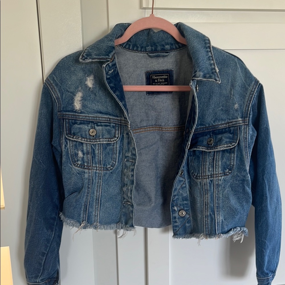 Abercrombie & Fitch Blue Cropped Jean Jacket